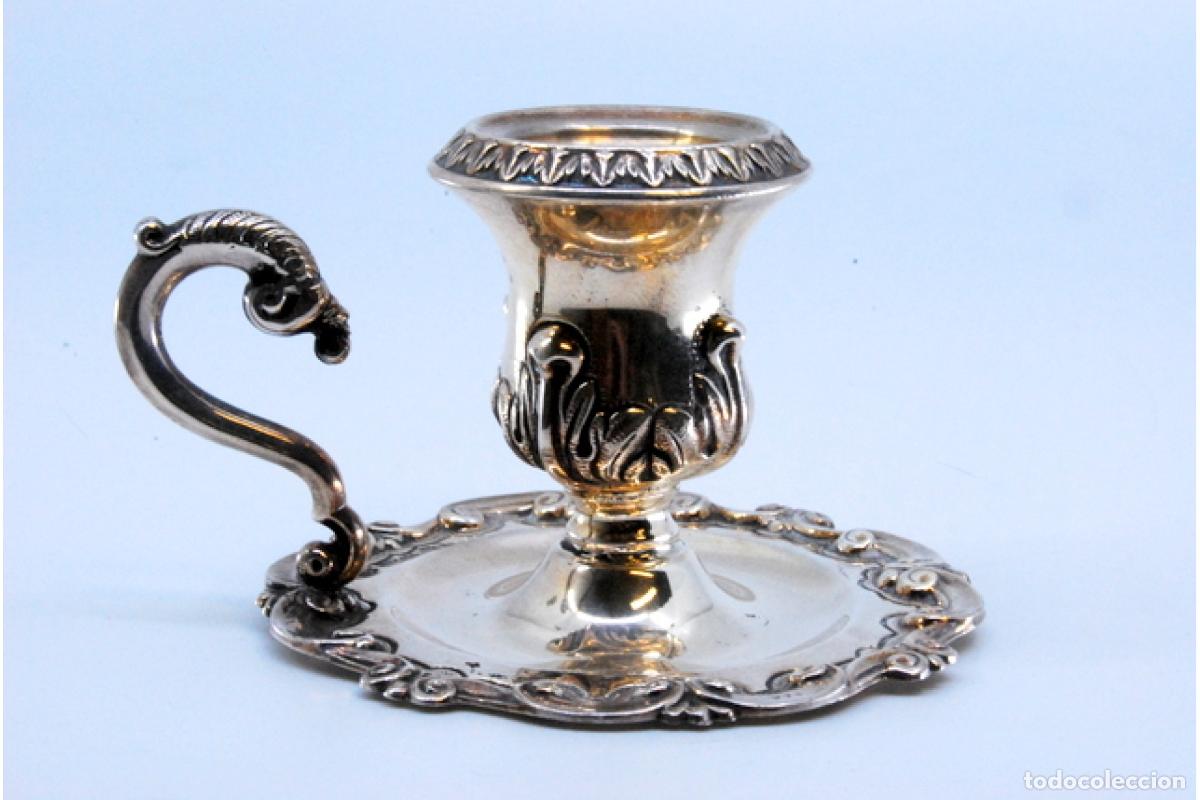 Antig&uuml;edades: Candelabro de mano, en plata - Foto 2