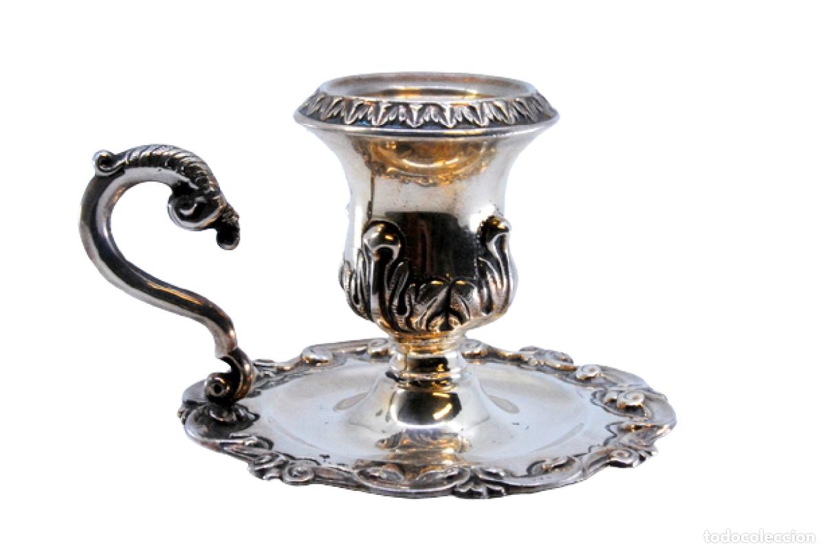 Antig&uuml;edades: Candelabro de mano, en plata - Foto 1