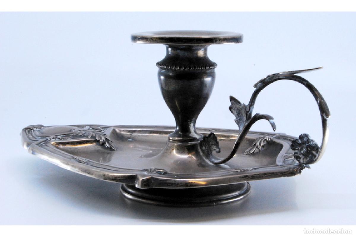 Antig&uuml;edades: Candelabro de mano, en plata - Foto 2