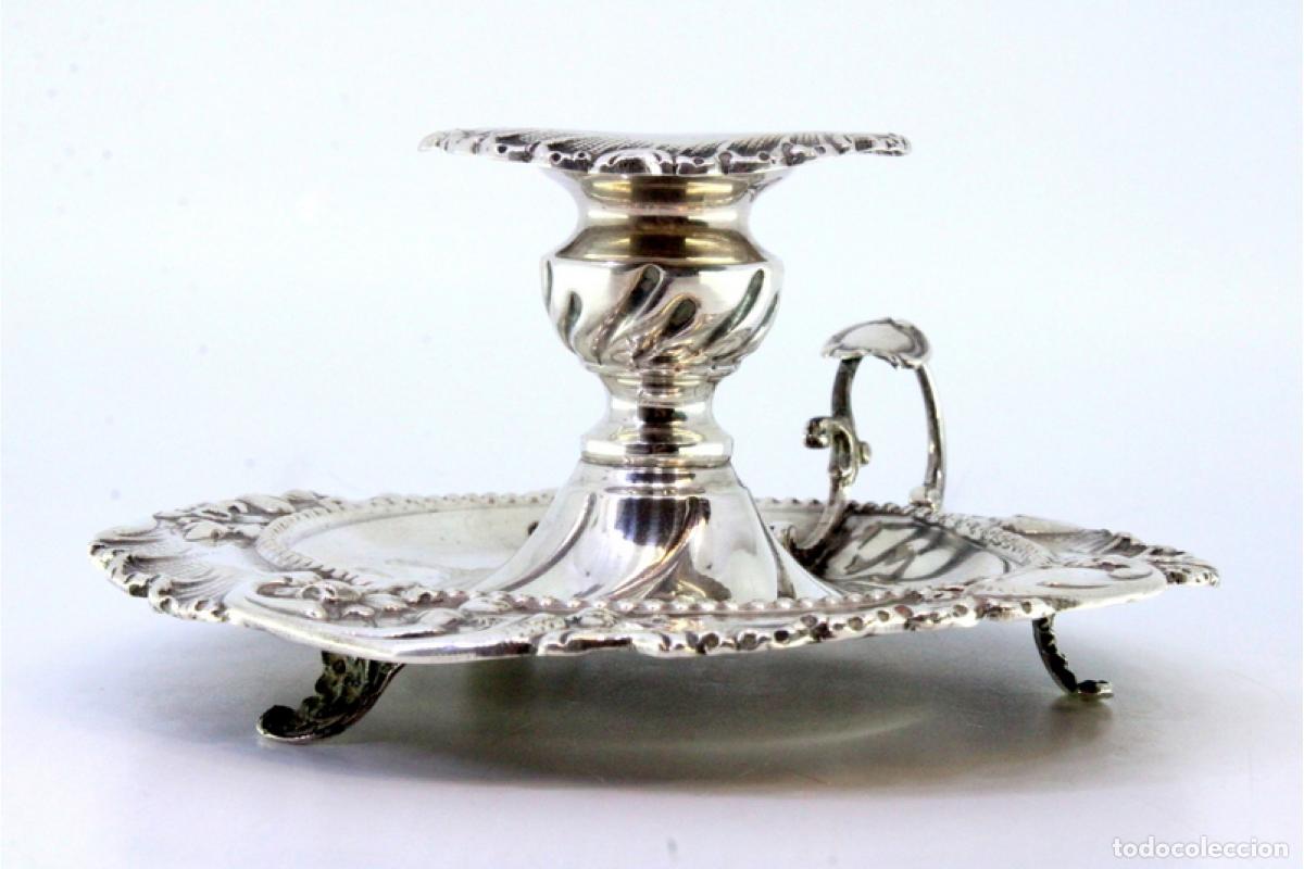 Antig&uuml;edades: Candelabro de mano, en plata - Foto 2
