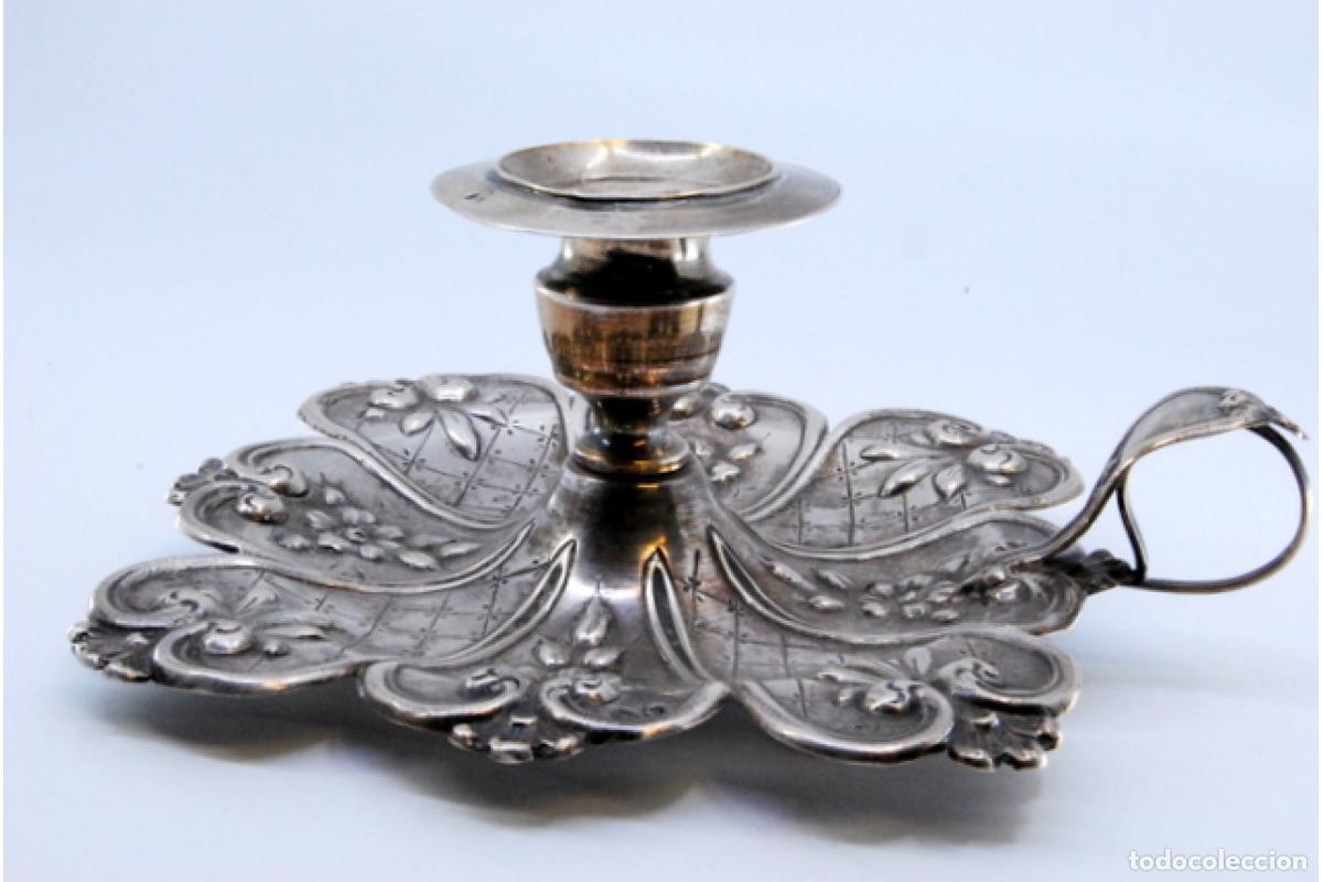 Antig&uuml;edades: Candelabro de mano, en plata - Foto 2