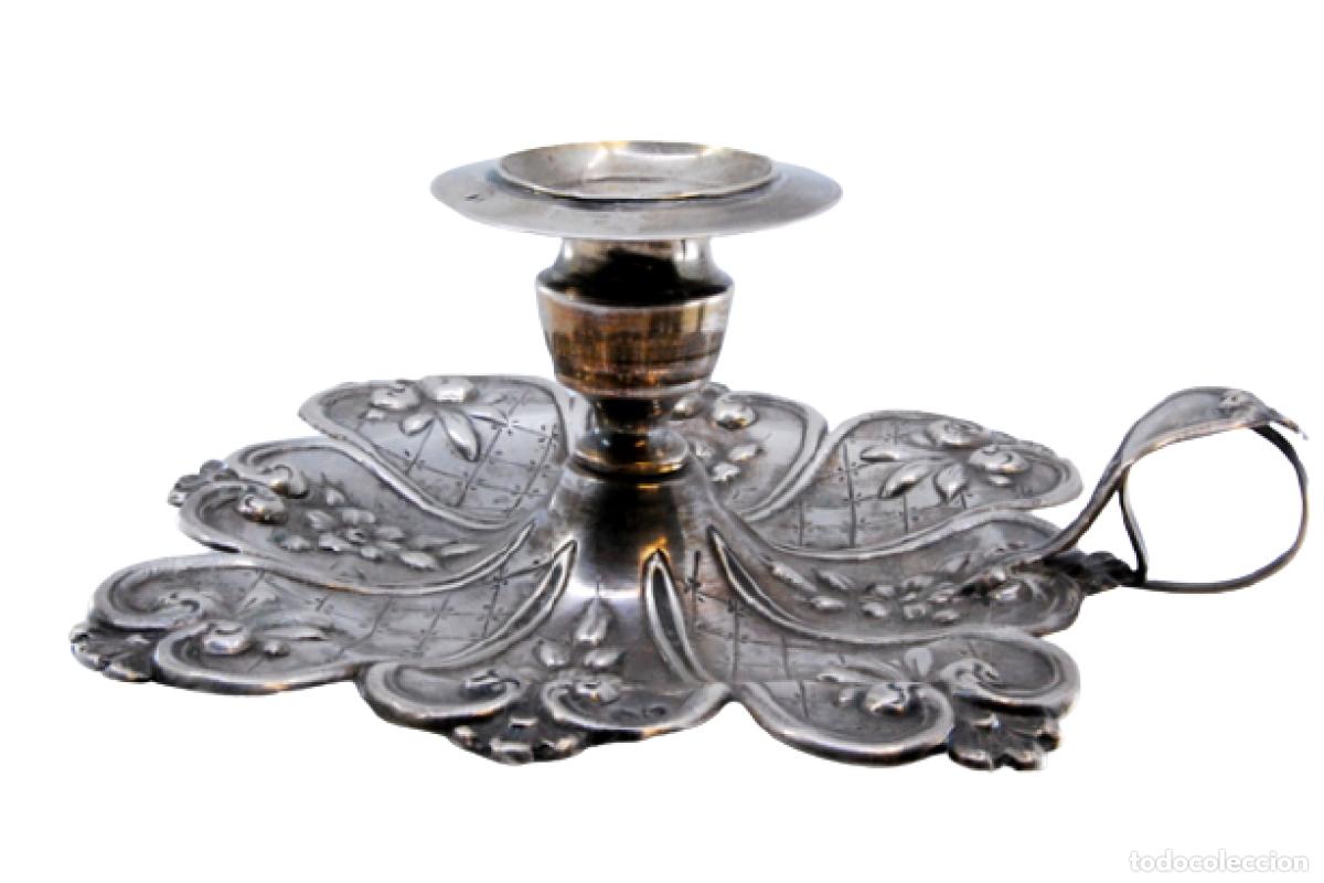 Antig&uuml;edades: Candelabro de mano, en plata - Foto 1