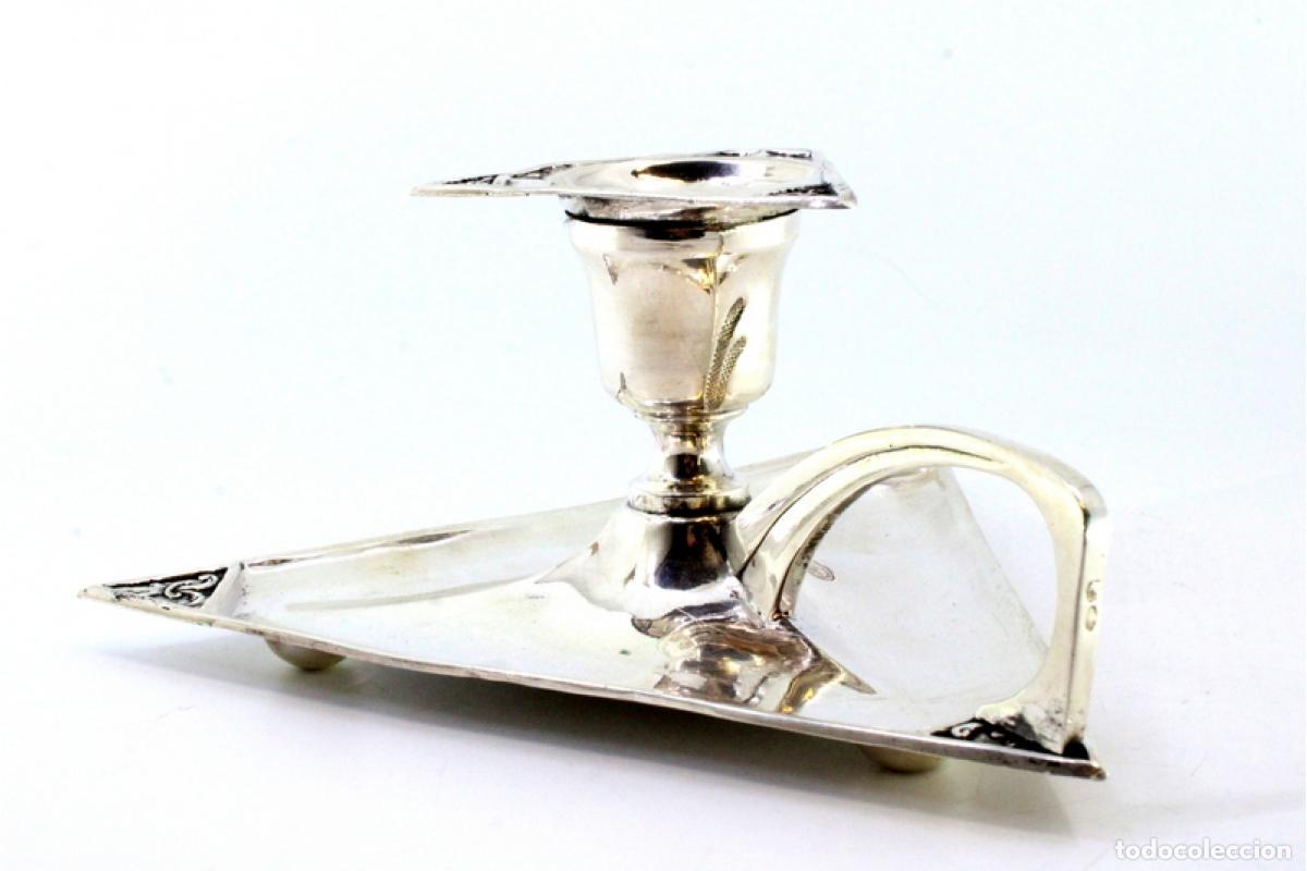 Antig&uuml;edades: Candelabro de mano, en plata - Foto 2