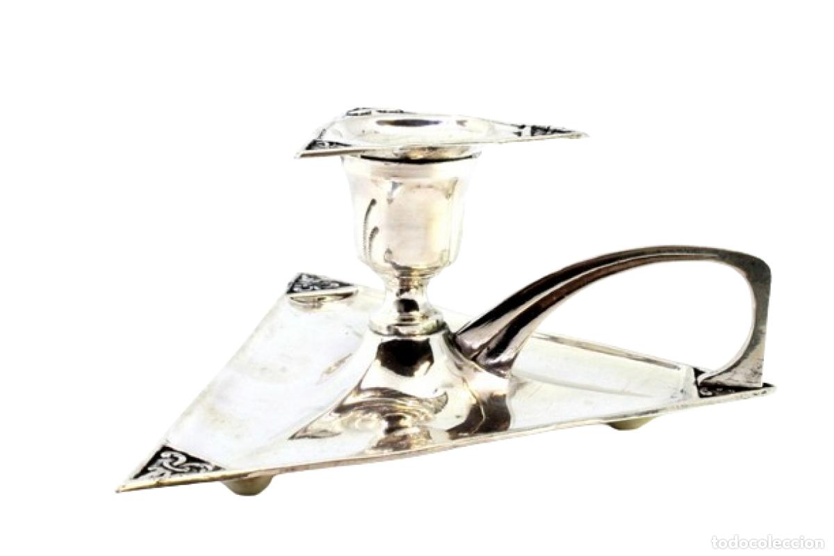 Antig&uuml;edades: Candelabro de mano, en plata - Foto 1