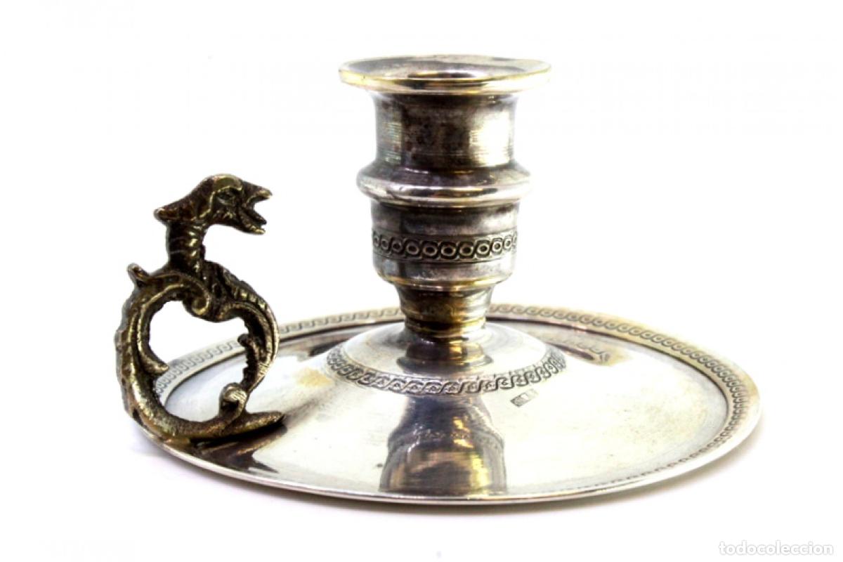 Antig&uuml;edades: Candelabro de mano, en plata - Foto 2