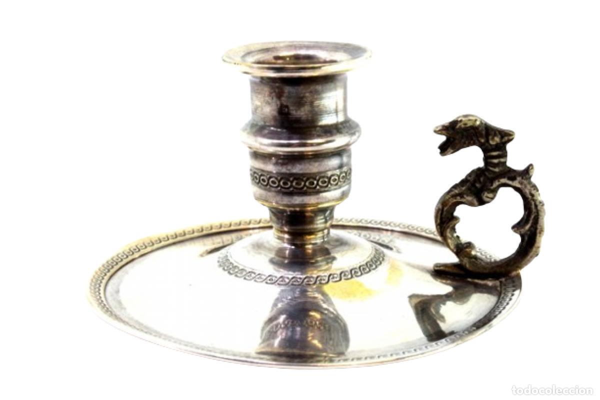 Antig&uuml;edades: Candelabro de mano, en plata - Foto 1