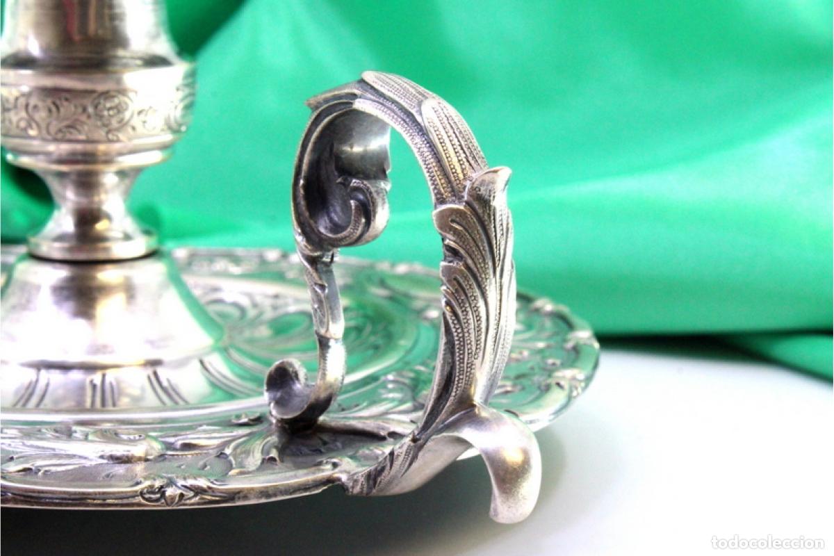 Antig&uuml;edades: Candelabro de mano, en plata - Foto 2