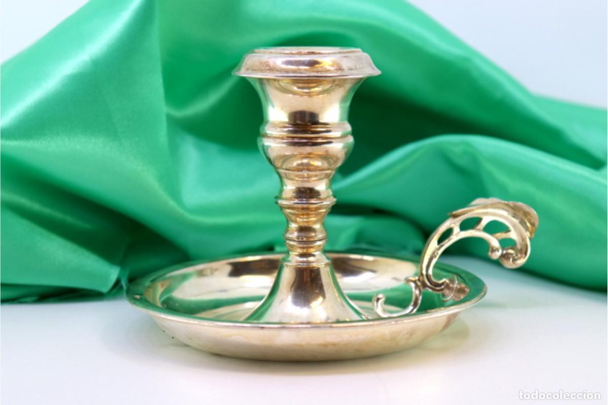 Antig&uuml;edades: Candelabro de mano, en plata - Foto 1