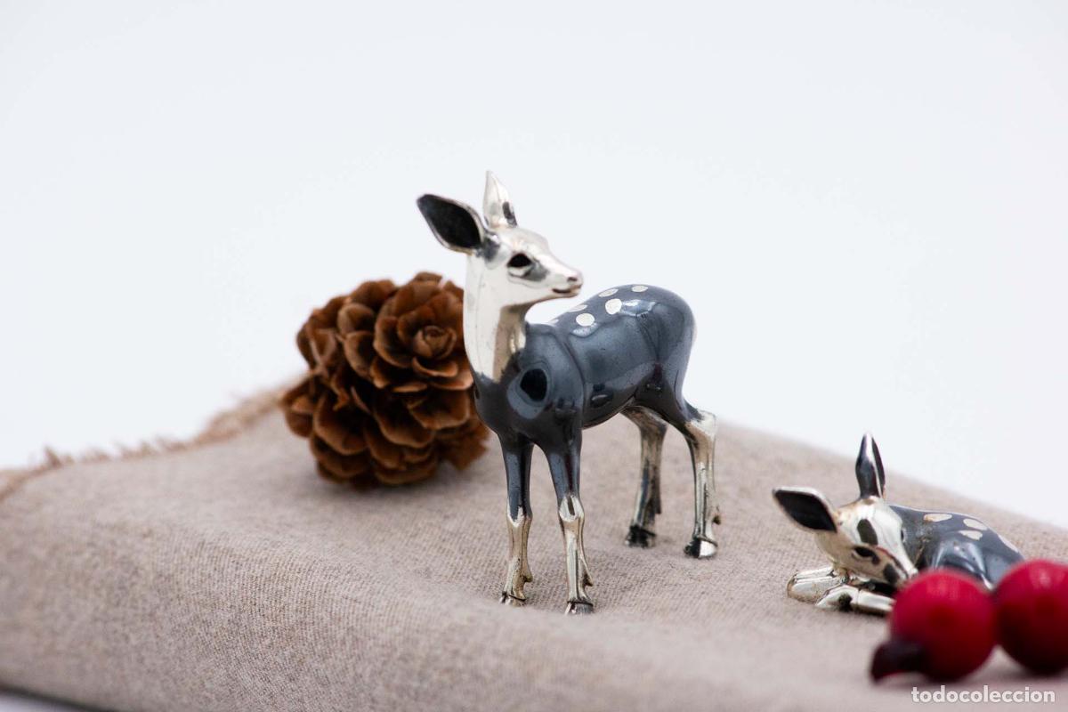 Antig&uuml;edades: Par de mu&ntilde;ecos Bambi de platas - Foto 3