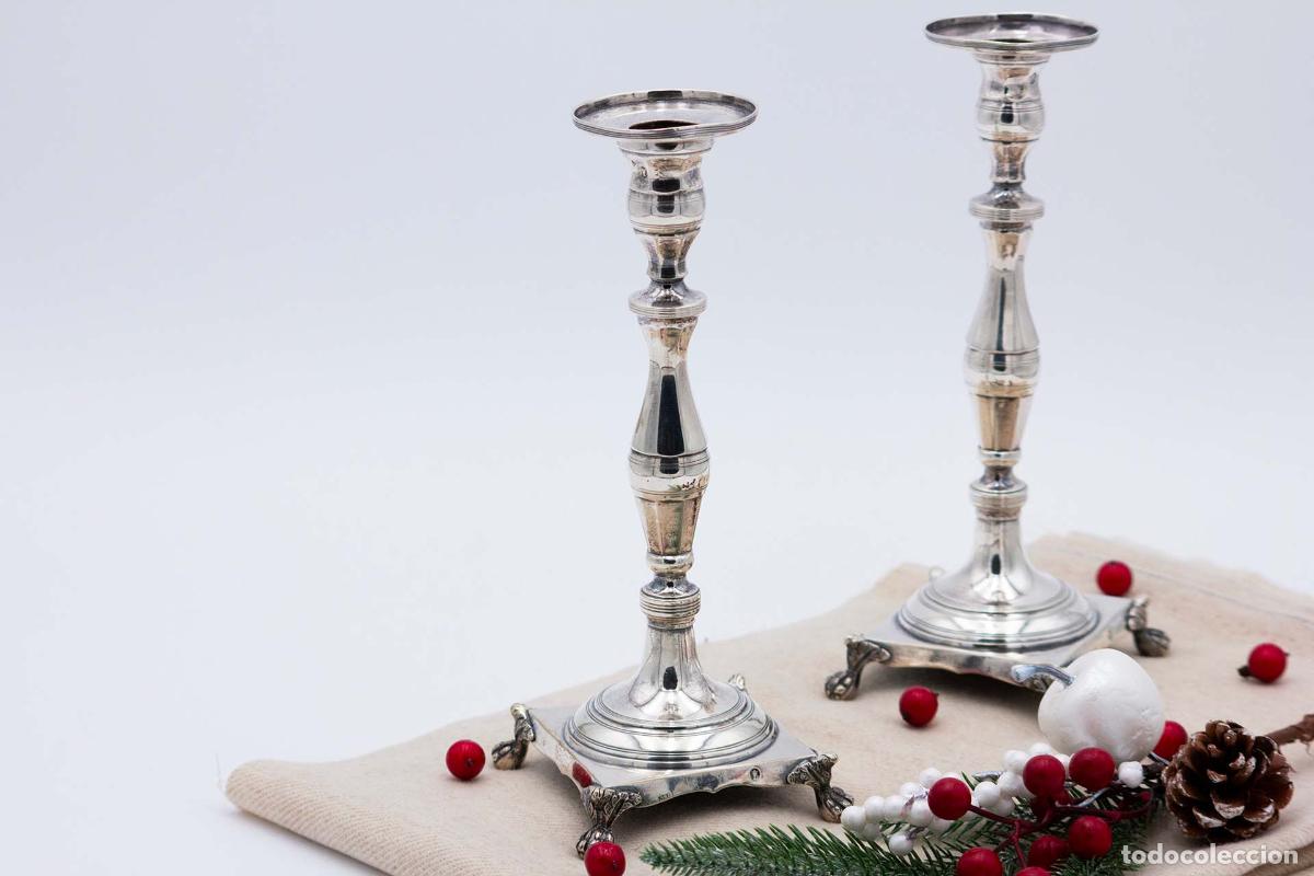 Antig&uuml;edades: Par de candelabros de plata - Foto 6
