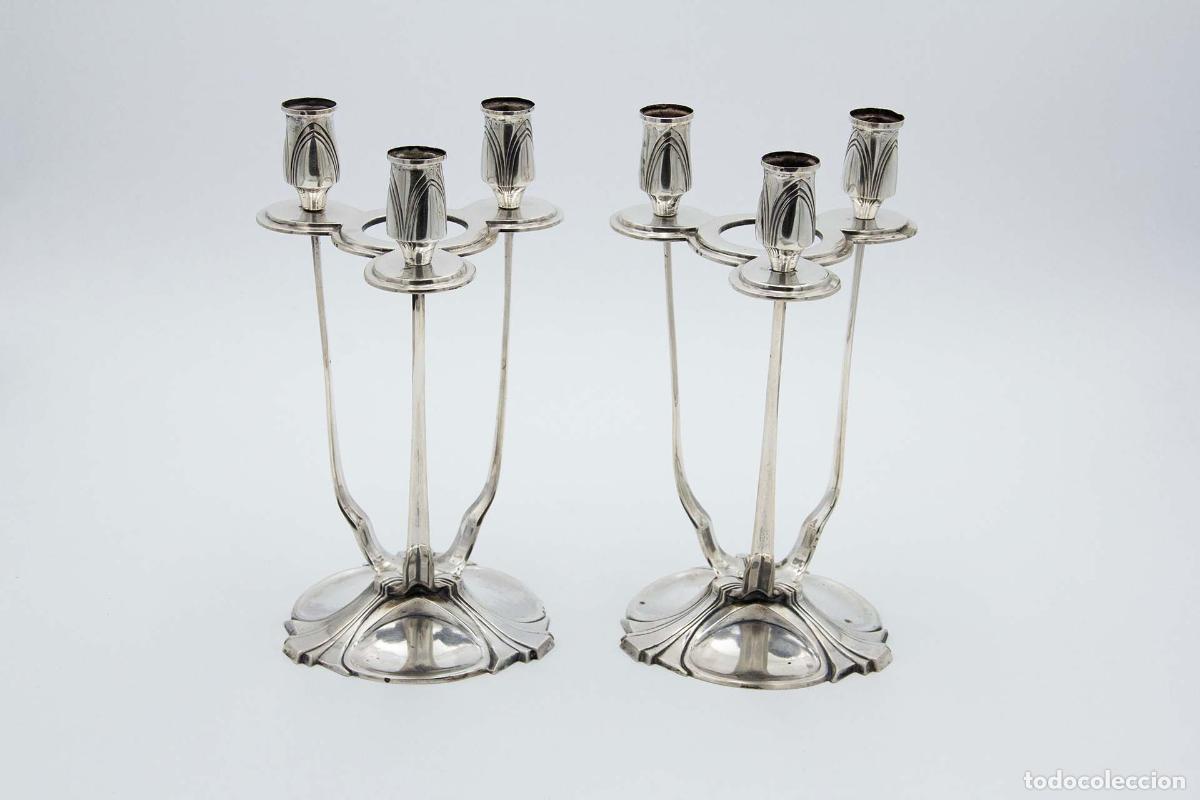 Antig&uuml;edades: Par de candelabros de plata - Foto 1