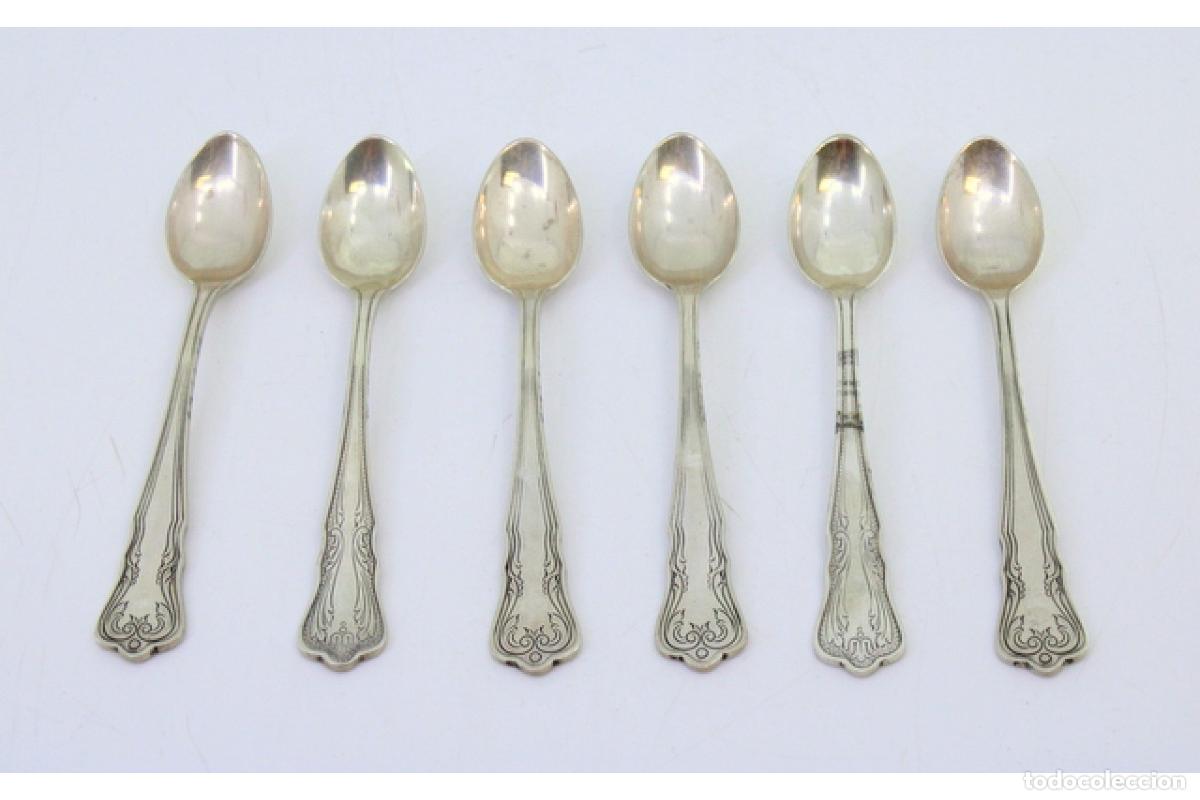 Antig&uuml;edades: Juego de 6 cucharillas de caf&eacute; de plata - Foto 2