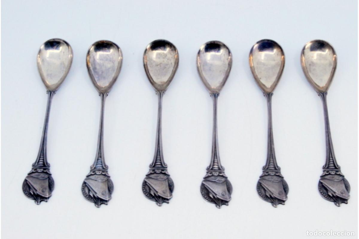 Antig&uuml;edades: Juego de 6 cucharillas de caf&eacute; de plata - Foto 2