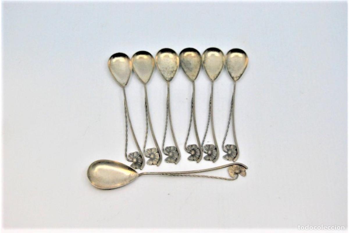 Antig&uuml;edades: Juego de 6 cucharillas de caf&eacute; de plata - Foto 3