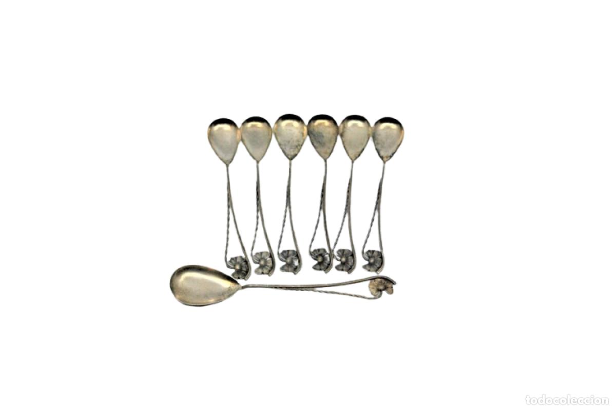 Antiguidades: Juego de 6 cucharillas de caf&eacute; de plata