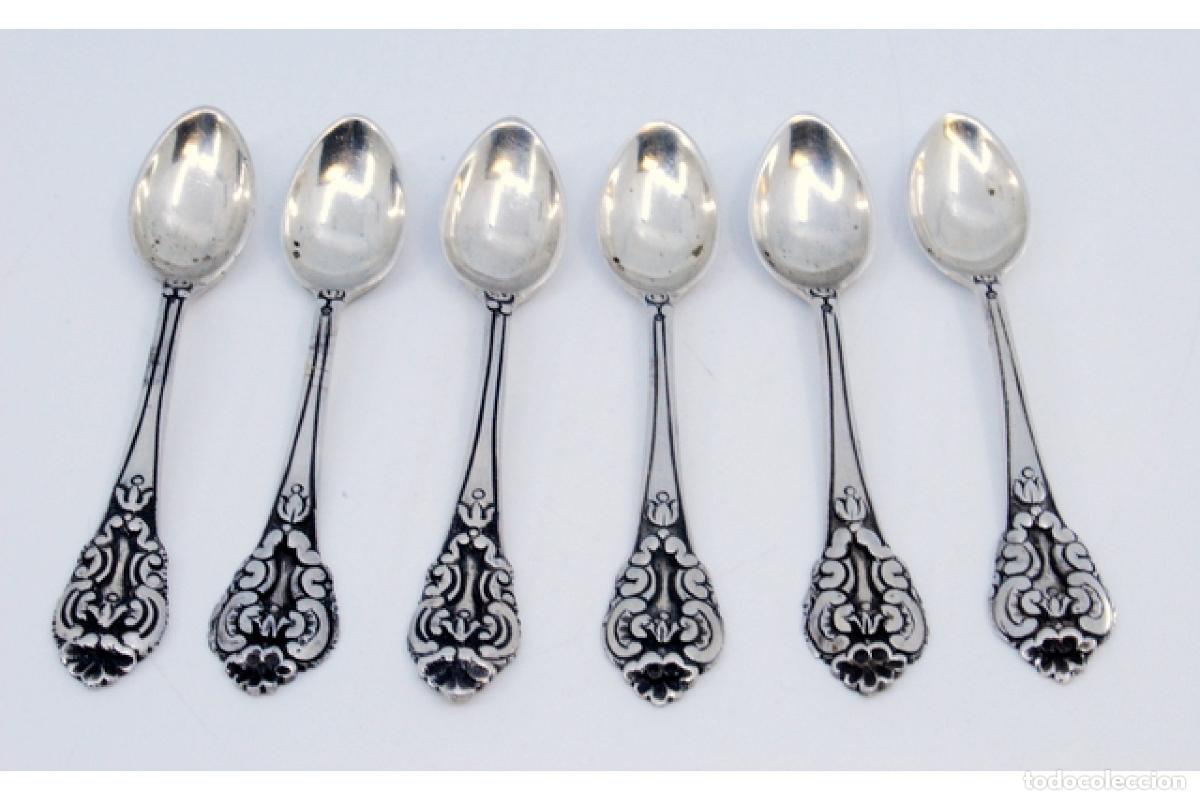 Antig&uuml;edades: Juego de 6 cucharillas de caf&eacute; de plata - Foto 2