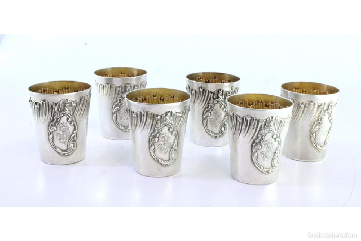 Antig&uuml;edades: Juego de 6 copas de licor de plata - Foto 4