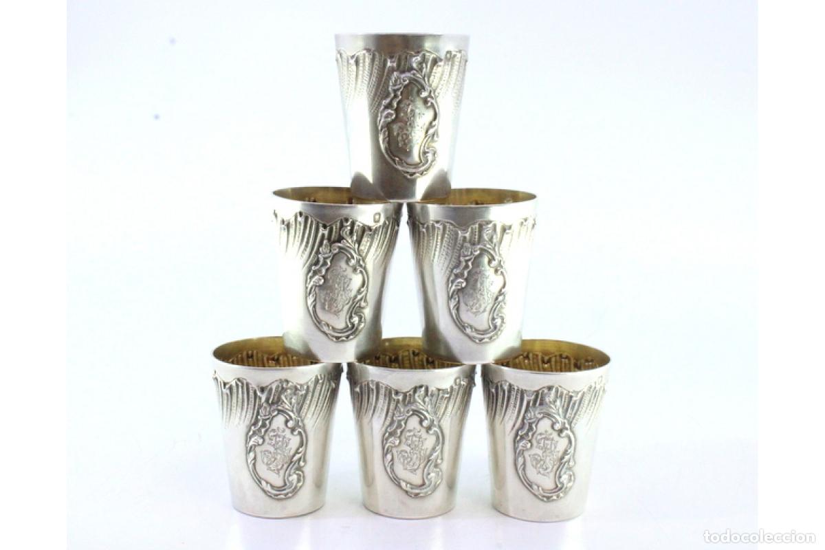 Antig&uuml;edades: Juego de 6 copas de licor de plata - Foto 5