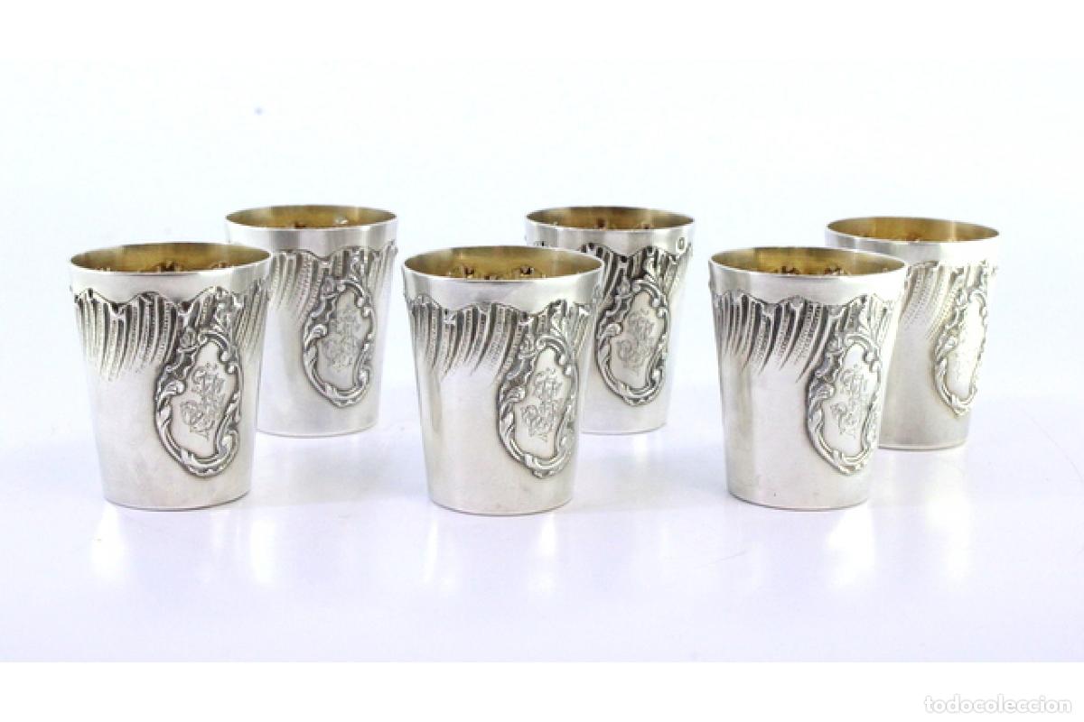 Antig&uuml;edades: Juego de 6 copas de licor de plata - Foto 7