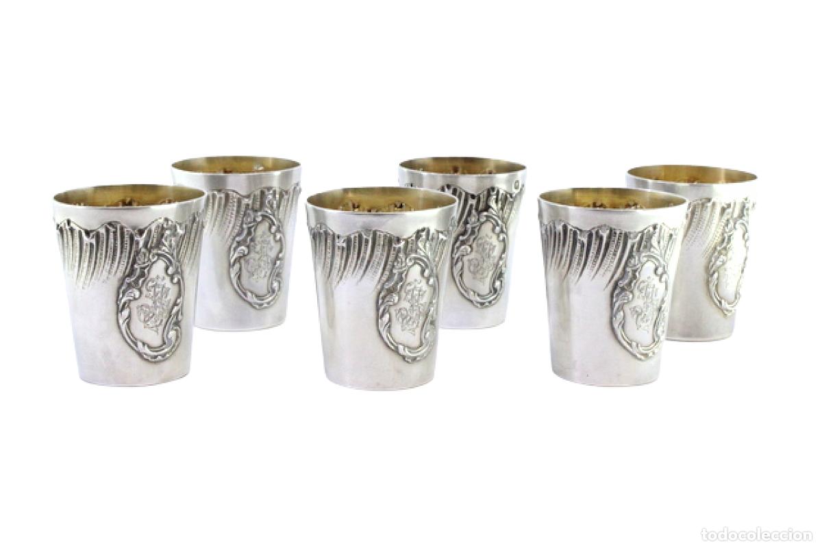 Antig&uuml;edades: Juego de 6 copas de licor de plata - Foto 1