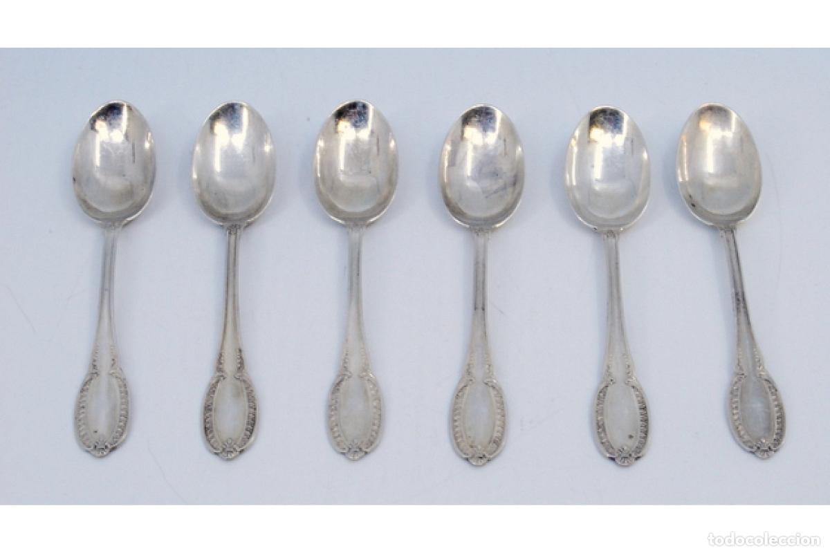 Antig&uuml;edades: Juego de 6 cucharillas de caf&eacute; de plata - Foto 2