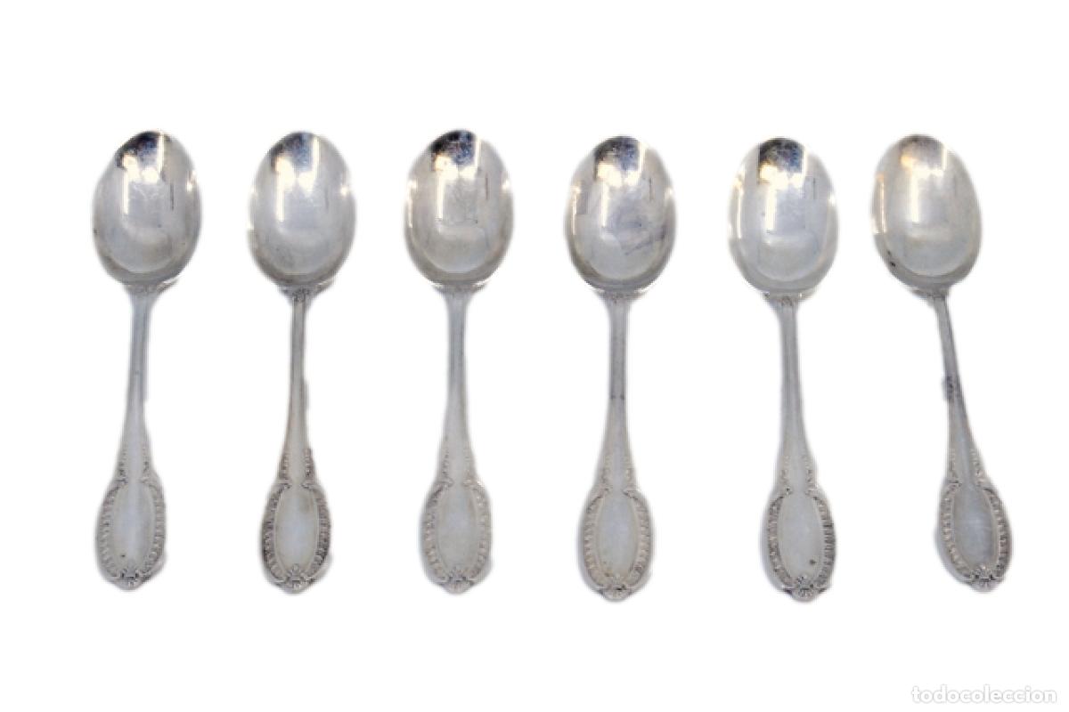 Antiguidades: Juego de 6 cucharillas de caf&eacute; de plata