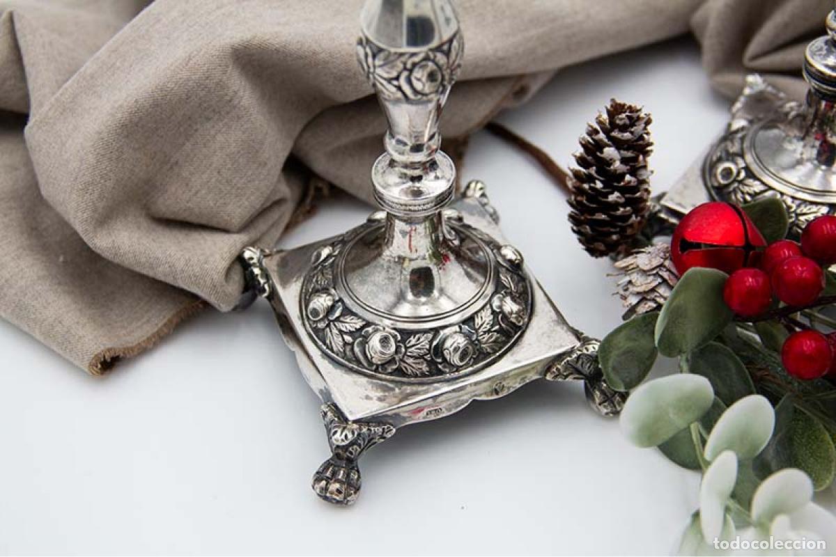 Antig&uuml;edades: Par de candelabros de plata - Foto 5