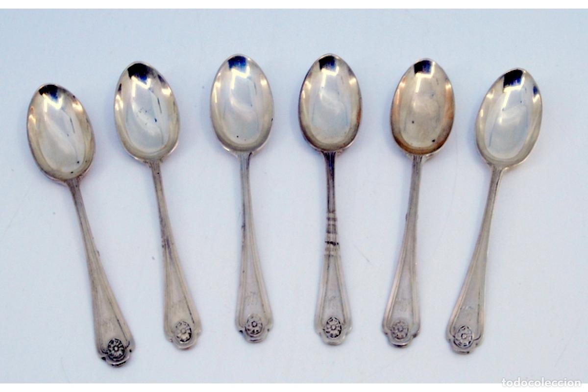 Antig&uuml;edades: Juego de 6 cucharillas de caf&eacute; de plata - Foto 2