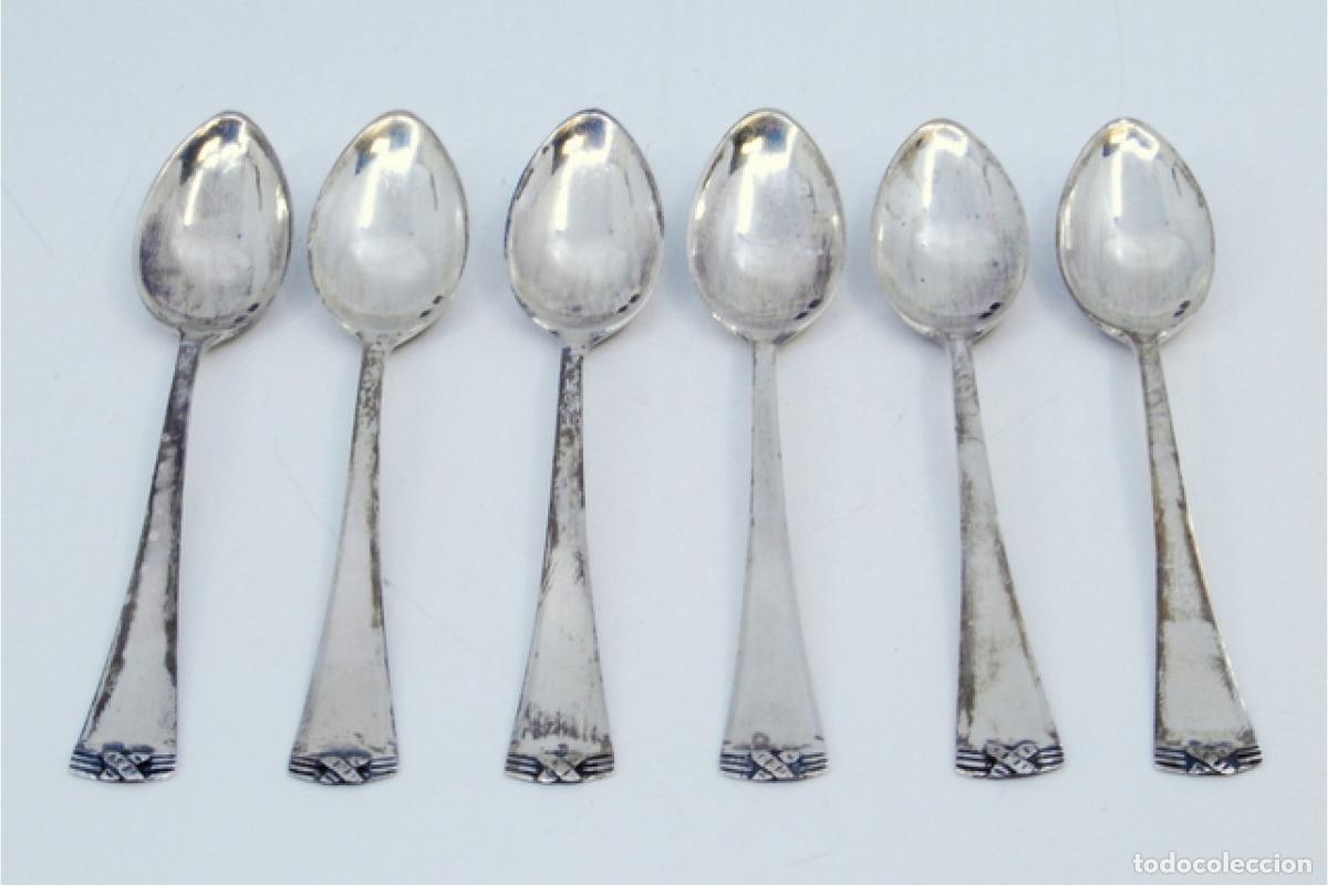 Antig&uuml;edades: Juego de 6 cucharillas de caf&eacute; de plata - Foto 2
