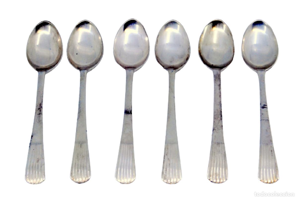 Antiguidades: Juego de 6 cucharillas de caf&eacute; de plata
