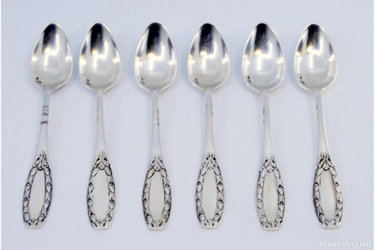 Antig&uuml;edades: Juego de 6 cucharillas de caf&eacute; de plata - Foto 2