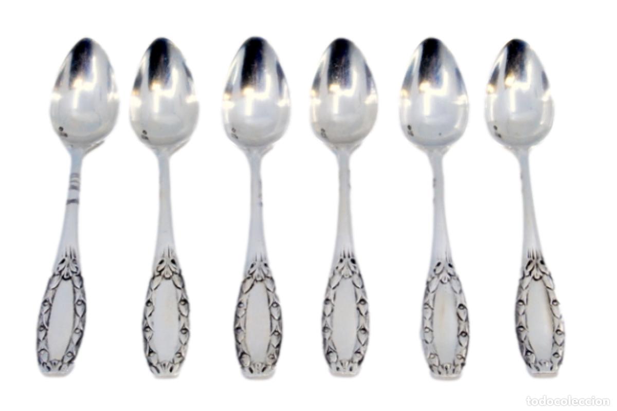 Antiguidades: Juego de 6 cucharillas de caf&eacute; de plata