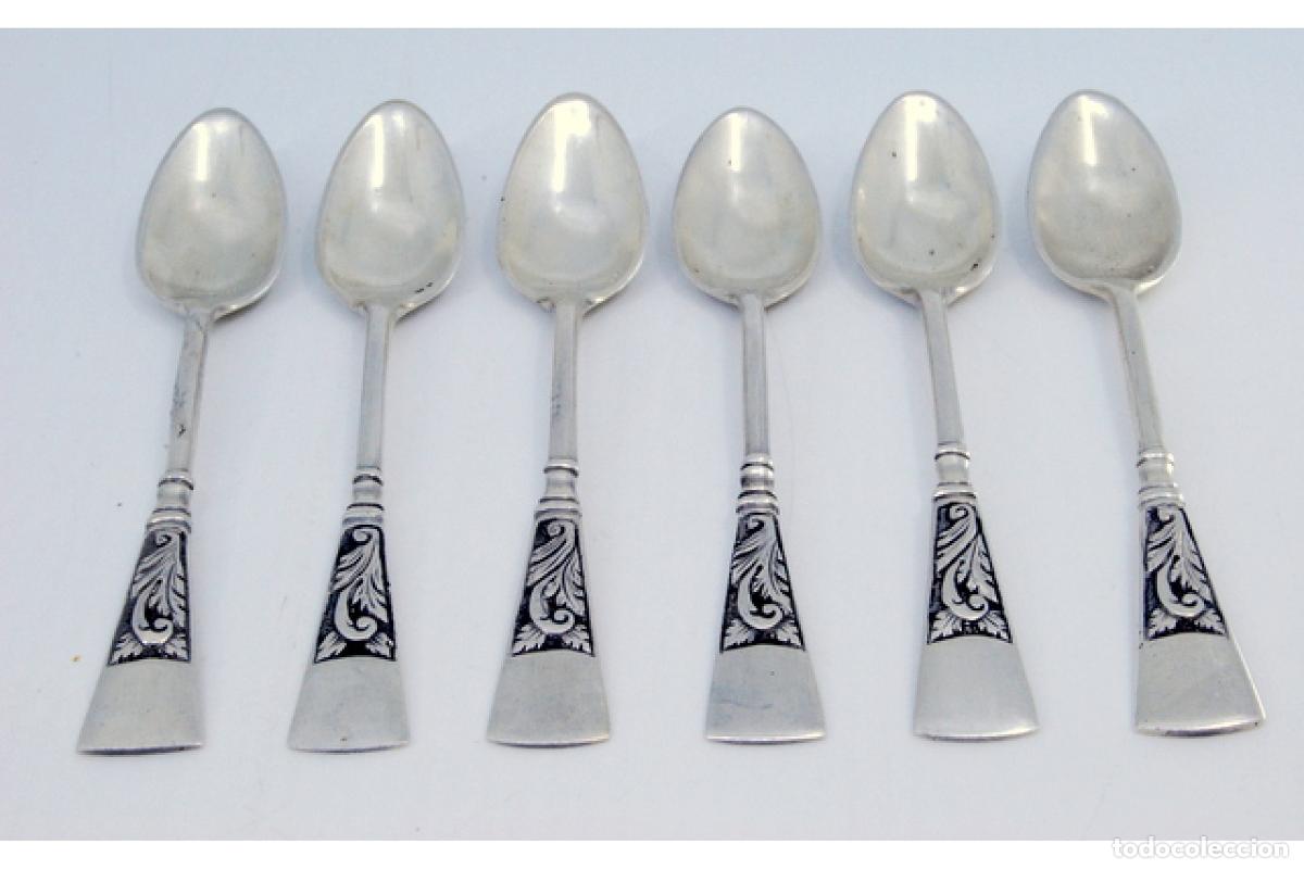 Antig&uuml;edades: Juego de 6 cucharillas de plata - Foto 2