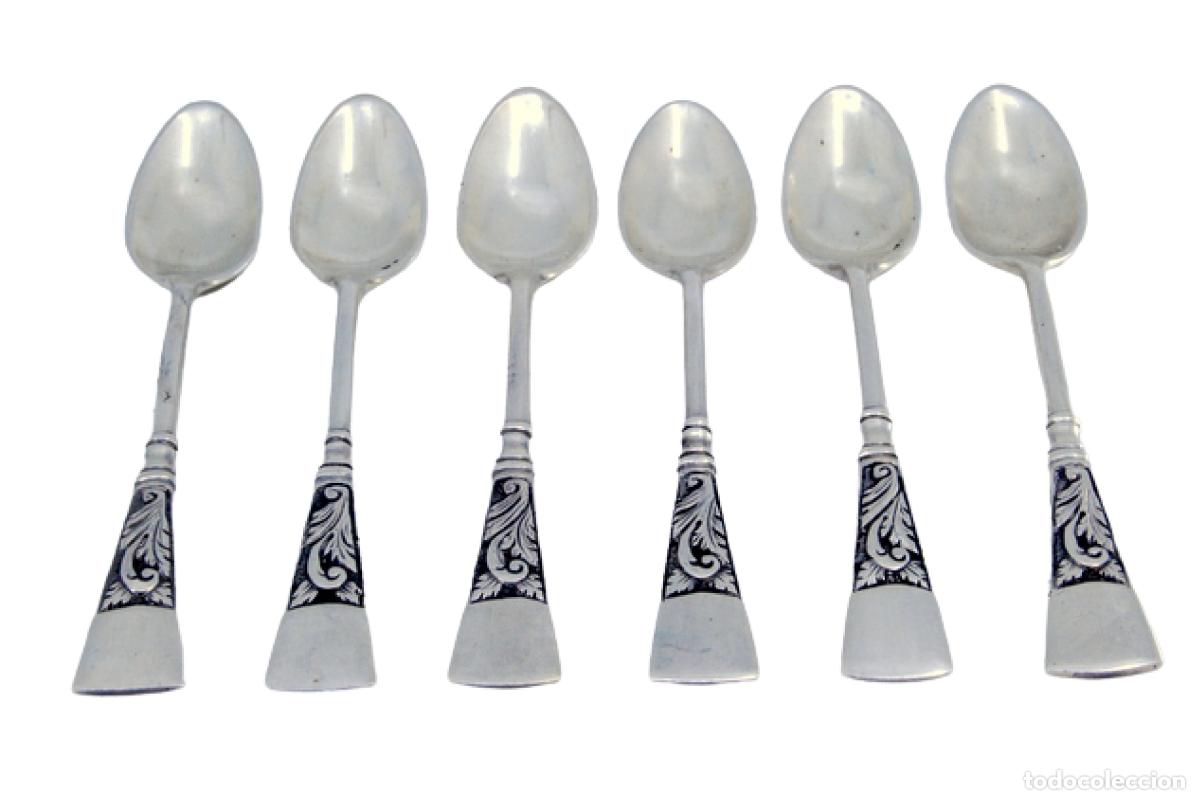 Antig&uuml;edades: Juego de 6 cucharillas de plata - Foto 1