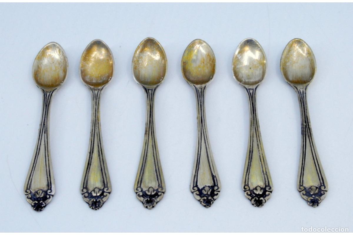Antig&uuml;edades: Juego de 6 cucharillas de caf&eacute; de plata - Foto 2