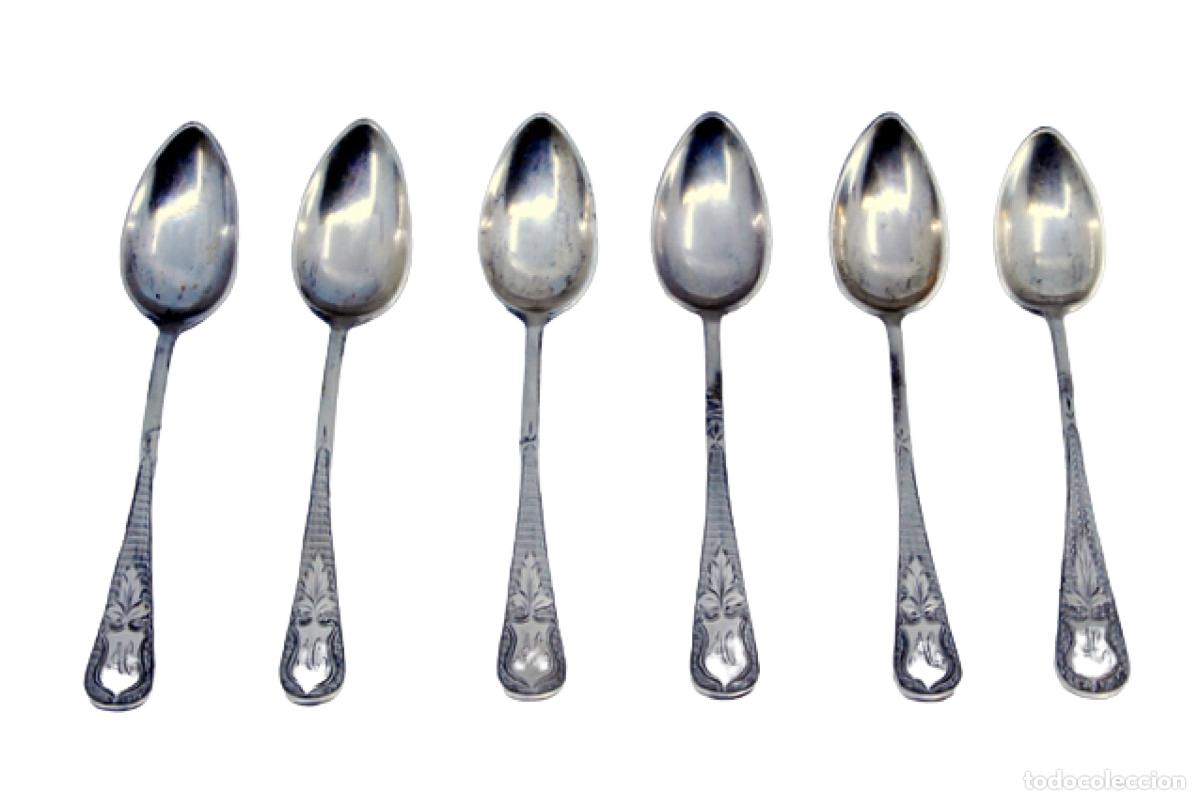 Antiques: Juego de 6 cucharillas de caf&eacute; de plata