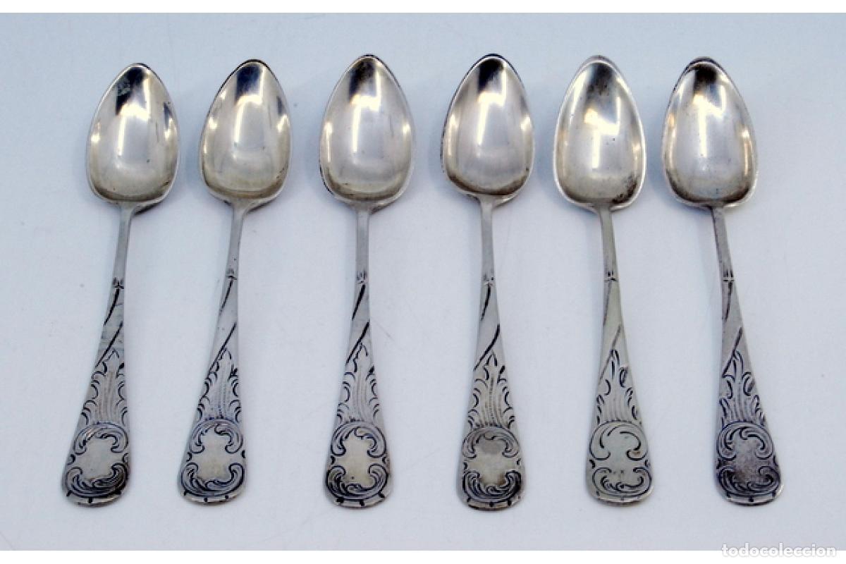 Antig&uuml;edades: Juego de 6 cucharillas de plata - Foto 2
