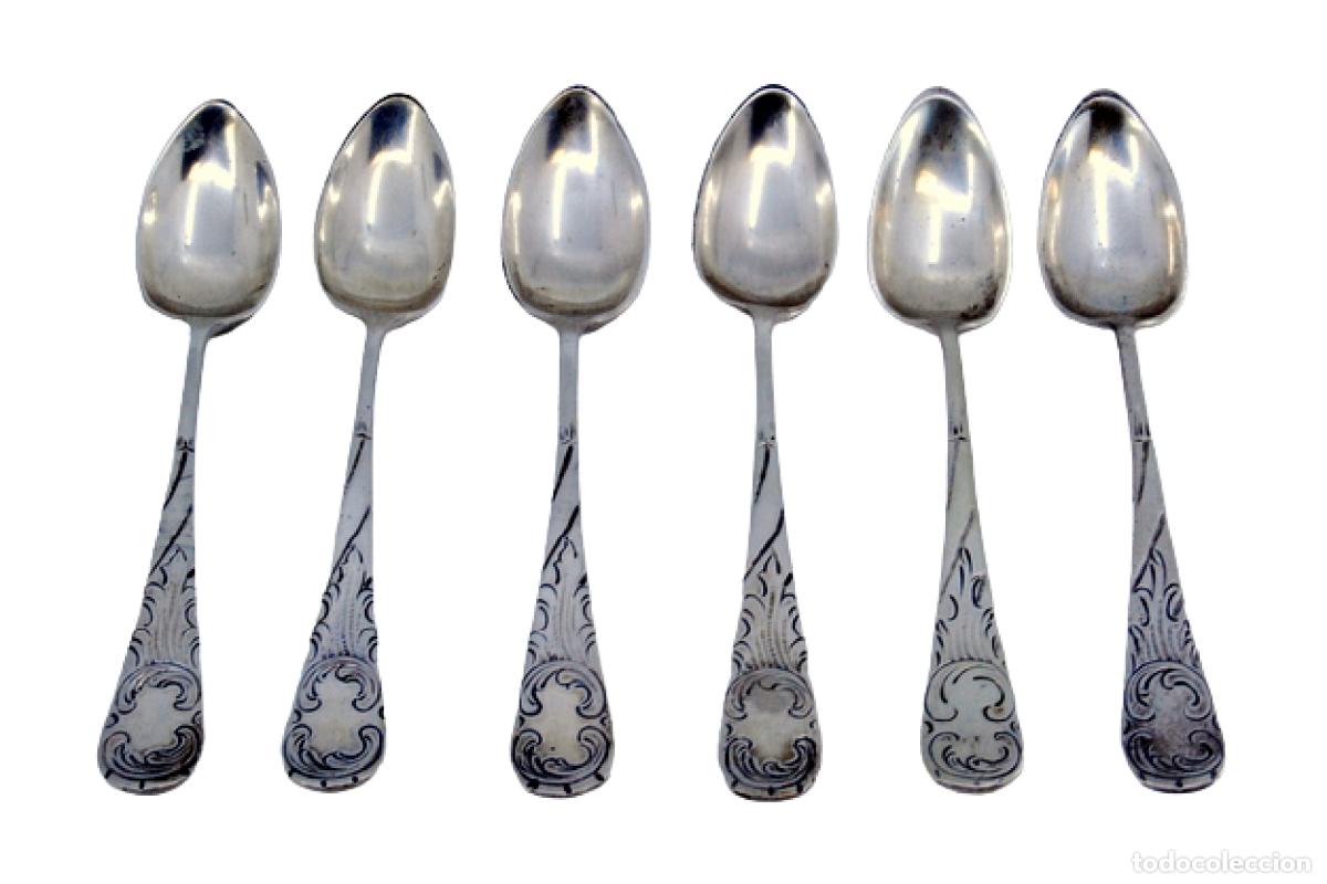 Antig&uuml;edades: Juego de 6 cucharillas de plata - Foto 1