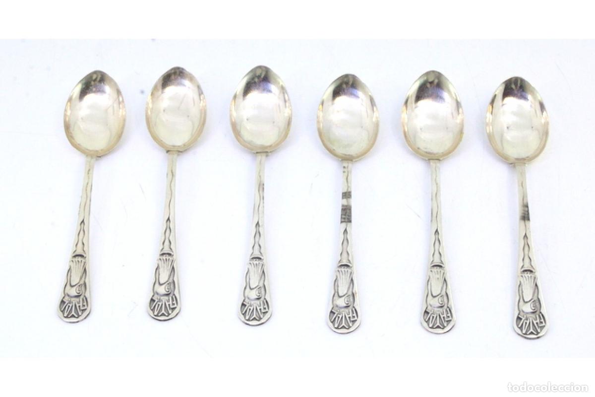 Antig&uuml;edades: Juego de 6 cucharillas de caf&eacute; de plata - Foto 2