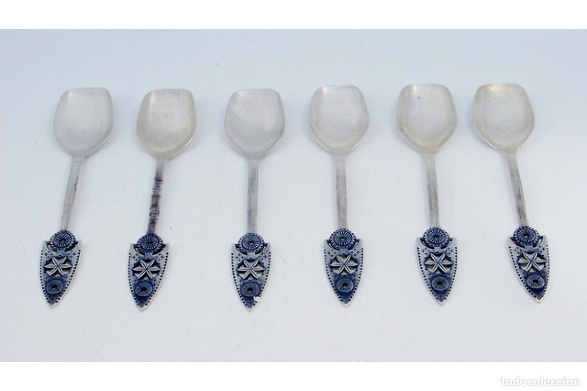 Antig&uuml;edades: Juego de 6 cucharas de plata - Foto 2