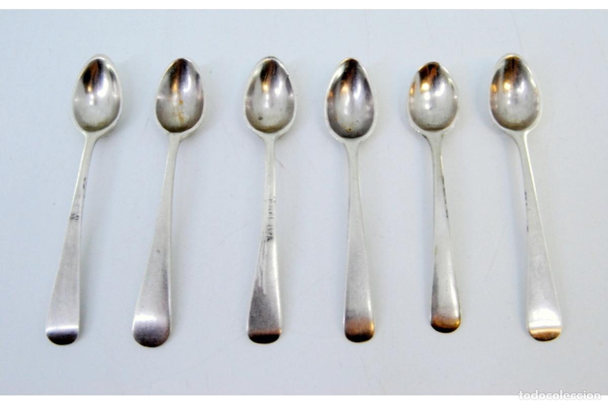 Antig&uuml;edades: Juego de 6 cucharillas de caf&eacute; de plata - Foto 2