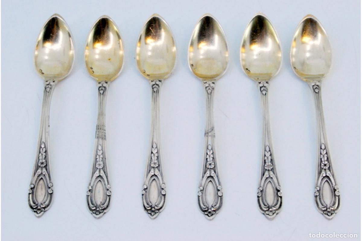 Antig&uuml;edades: Juego de 6 cucharillas de caf&eacute; de plata - Foto 2
