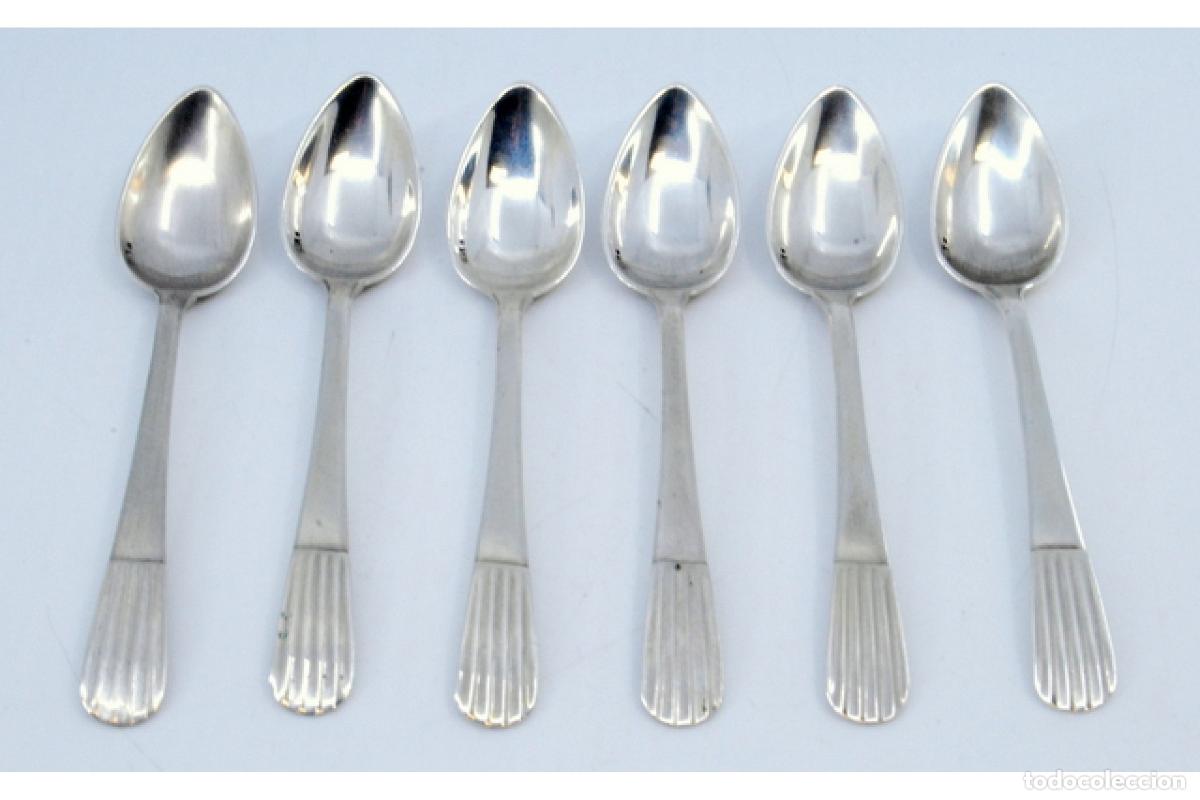 Antig&uuml;edades: Juego de 6 cucharillas de caf&eacute; de plata - Foto 2