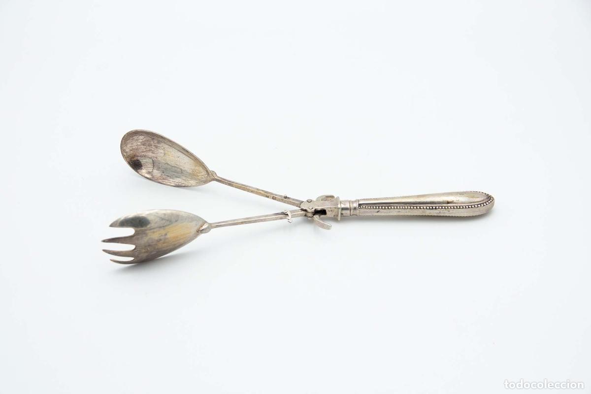 Antig&uuml;edades: Pinzas de plata para ensalada o pan. - Foto 2