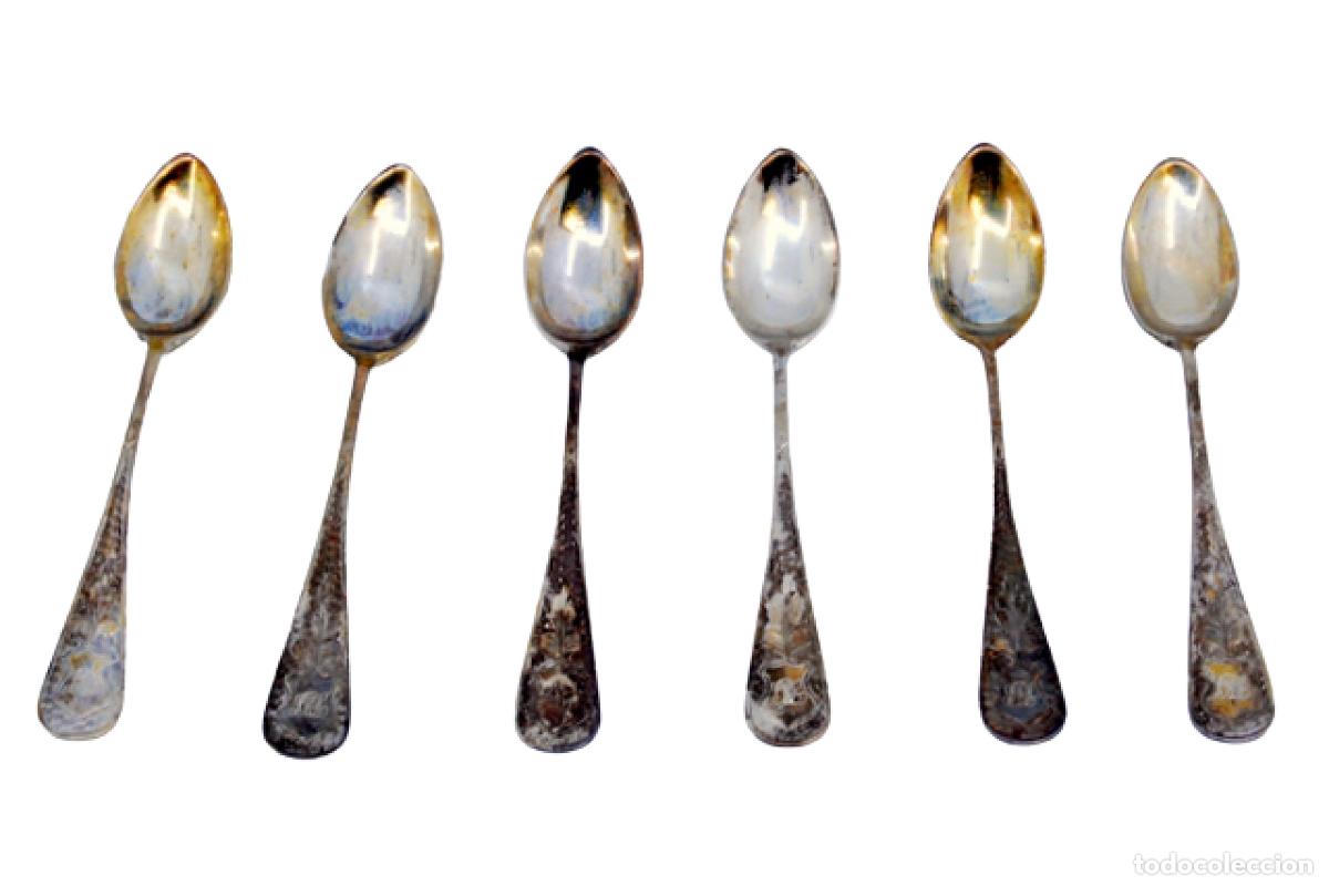 Antiguidades: Juego de 6 cucharillas de caf&eacute; de plata