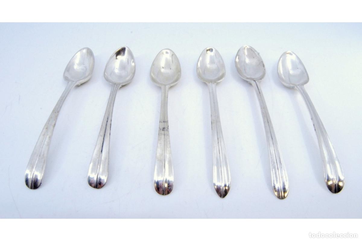 Antig&uuml;edades: Juego de 6 cucharillas de caf&eacute; de plata - Foto 2