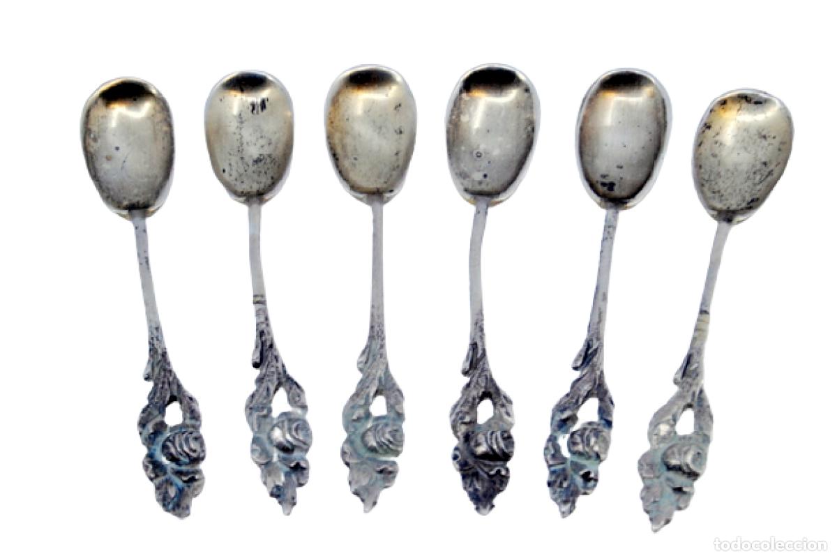 Antig&uuml;edades: Juego de 6 cucharillas de caf&eacute; de plata