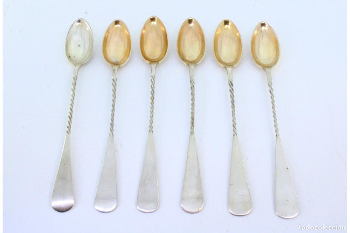 Antig&uuml;edades: Juego de 6 cucharas de helado de plata - Foto 2