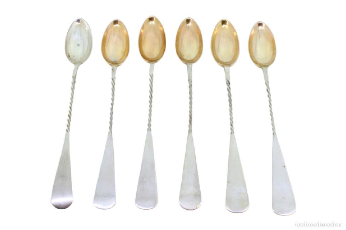 Antig&uuml;edades: Juego de 6 cucharas de helado de plata - Foto 1