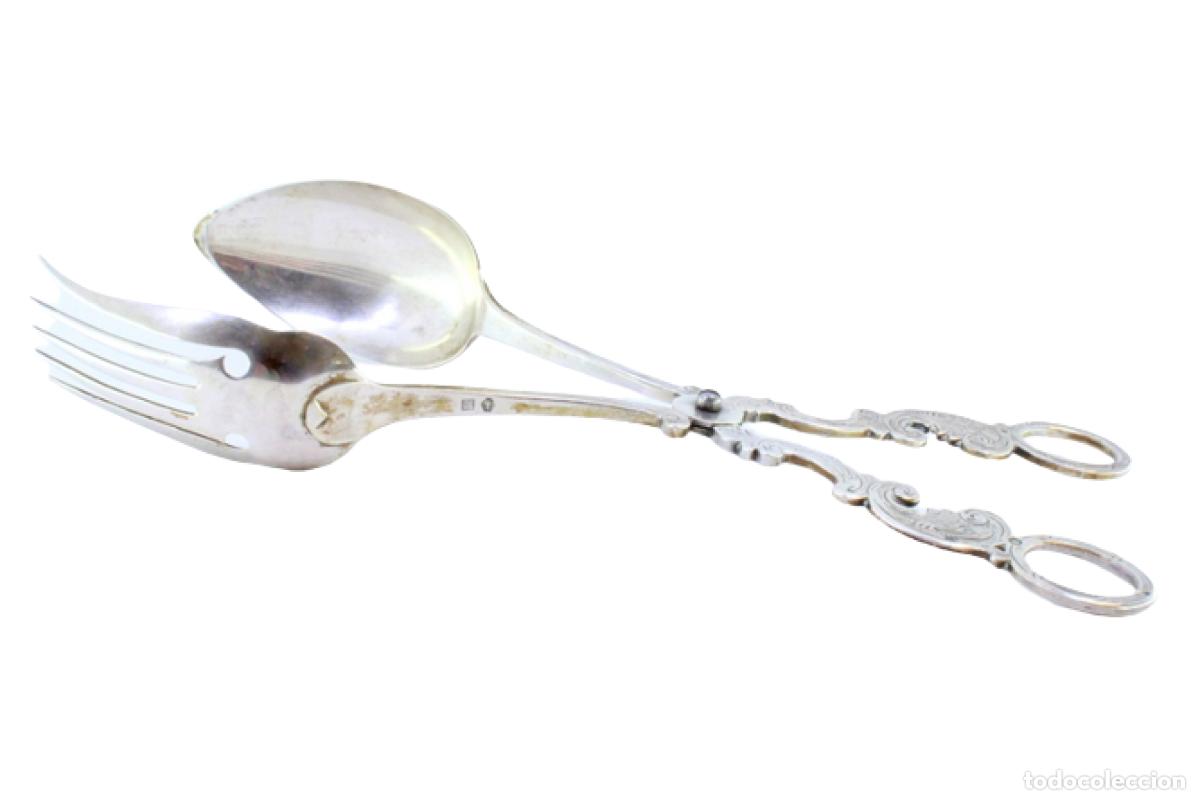 Antig&uuml;edades: Pinzas para ensalada, de plata - Foto 1